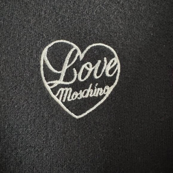 Love Moschino Crewneck Sweater Hearts Wool Blend Red & Black - Picture 7 of 7